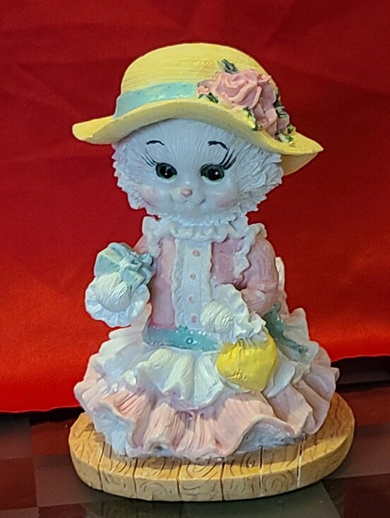 Other - Yellow Hat Pink Kitty Figurine Home Accent